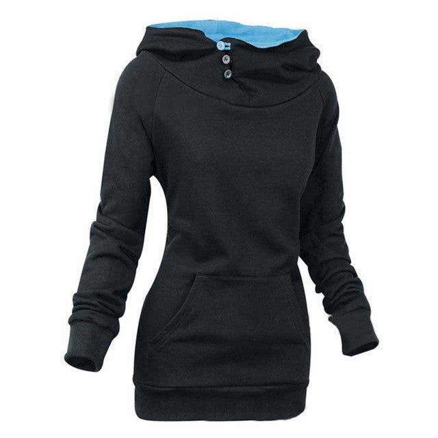 New Thick Women Hat Cap Hoody High Quality Outerwear Pullovers with Button and Pocket 70209