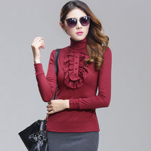 New Turtleneck Ruffles Knitted Pullover Plus Size Casual Slim Pullover For Women 2017 Autumn Winter sweater S-4XL 9678