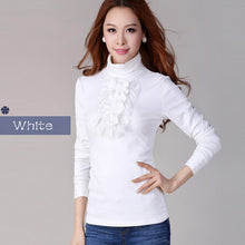 New Turtleneck Ruffles Knitted Pullover Plus Size Casual Slim Pullover For Women 2017 Autumn Winter sweater S-4XL 9678