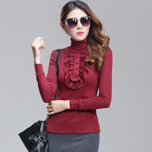 New Turtleneck Ruffles Knitted Pullover Plus Size Casual Slim Pullover For Women 2017 Autumn Winter sweater S-4XL 9678