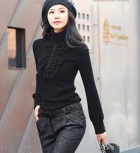 New Turtleneck Ruffles Knitted Pullover Plus Size Casual Slim Pullover For Women 2017 Autumn Winter sweater S-4XL 9678