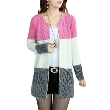 New Winter Spring wool Patchwork Pocket Cardigans Women Fashion Mohair Sweater Casual Long Women Sweaters 70048
