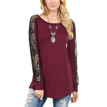 New Women Lace Stitching Long Sleeve O-Neck Tee Tops Female Solid Autumn Winter Basic T Shirt Women camisas femininas 2016 #1122