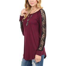 New Women Lace Stitching Long Sleeve O-Neck Tee Tops Female Solid Autumn Winter Basic T Shirt Women camisas femininas 2016 #1122