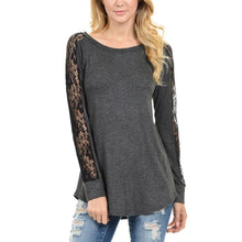 New Women Lace Stitching Long Sleeve O-Neck Tee Tops Female Solid Autumn Winter Basic T Shirt Women camisas femininas 2016 #1122