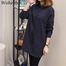 New Women Shirt 2017 Long Sleeves Stripe Blouses With Bowknot Decoration Ladies Loose Stripe Tops Shirt Plus Size 5XL 33053