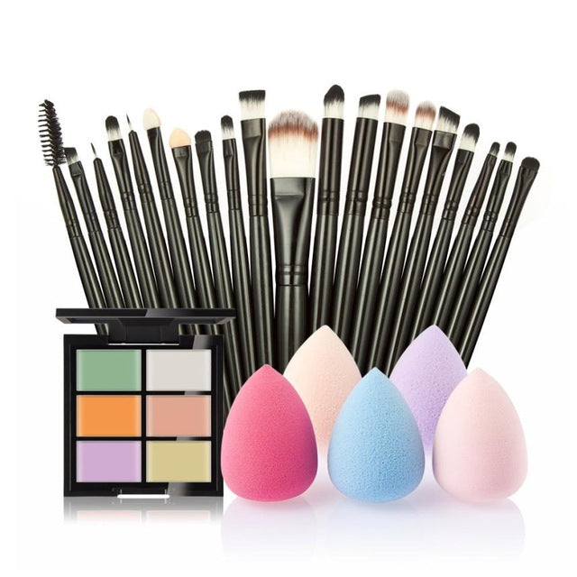 New fashion high quality 6-Color Concealer +20 Makeup Brush + Water Puff Puff Powder Puff pincel de base Anne