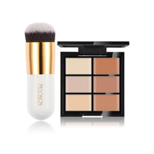 New fashion high quality High quality ingredients 6-Color Concealer Primer + White Chubby Pier Flat Foundation Brush Anne