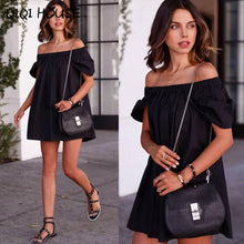 Off Shoulder Blouse Slash Neck Black Short Sleeve Tops Loose Casual Blouse Sobretudo Feminino#C819