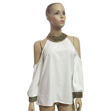 Off Shoulder Chiffon Blouse Spring Long Sleeve Loose Blouse Ladies Fashion Women Clothes Blusa De Renda#0521