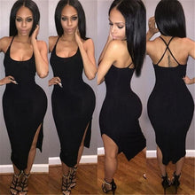 Off Shoulder Sexy Black Backless Sleeveless Clothing Spaghetti Strap Slim Pencil Dress Vestidos De Verano#B728