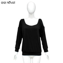 Off Shoulder Top Casual Long Sleeve Both Sides Pullover Blouse Loose Solid Autumn Blouse Roupa Feminina#C831