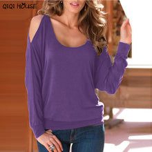 Off Shoulder Top Casual Long Sleeve Both Sides Pullover Blouse Loose Solid Autumn Blouse Roupa Feminina#C831
