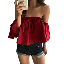 Off Shoulder Top Summer Sexy Women Half Sleeve Solid Blouse Ladies Casual Tops Roupa Feminina Blusa Feminina#121