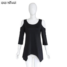 Off Shoulder Tops Casual Solid Three-Quarter Sleeve Autumn Blouse Sexy Irregular Loose Pullover Blouse Blusas Mujer#B906