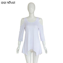 Off Shoulder Tops Casual Solid Three-Quarter Sleeve Autumn Blouse Sexy Irregular Loose Pullover Blouse Blusas Mujer#B906