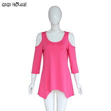 Off Shoulder Tops Casual Solid Three-Quarter Sleeve Autumn Blouse Sexy Irregular Loose Pullover Blouse Blusas Mujer#B906