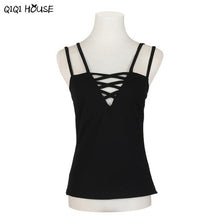 Off Shoulder Tops Sexy Cross Bandage Sleeveless Shirt Casual Basic Tops Roupas Feminina#E905