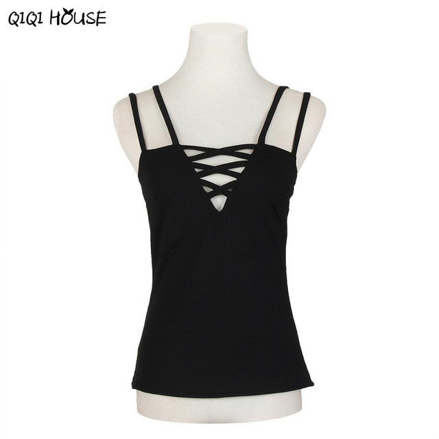 Off Shoulder Tops Sexy Cross Bandage Sleeveless Shirt Casual Basic Tops Roupas Feminina#E905