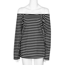 Off Shoulder Tops Striped Long Sleeve Sexy Slash neck Women Blouse Loose Basic Autumn Top Camisas Femininas 2016#C923