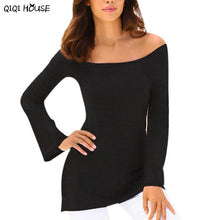 Off Shoulder Tops Striped Long Sleeve Sexy Slash neck Women Blouse Loose Basic Autumn Top Camisas Femininas 2016#C923