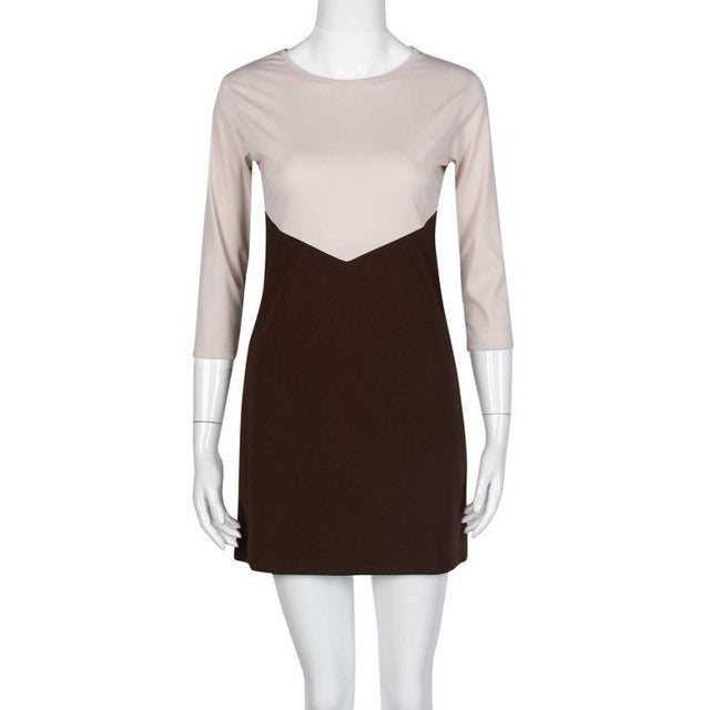 Office Dress Ladies Patchwork Women Autumn Mini Dress Loose Basic Wear Casual Dress Vestidos De Mujer#B12