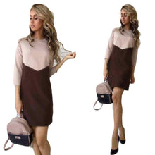 Office Dress Ladies Patchwork Women Autumn Mini Dress Loose Basic Wear Casual Dress Vestidos De Mujer#B12