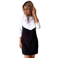 Office Dress Ladies Patchwork Women Autumn Mini Dress Loose Basic Wear Casual Dress Vestidos De Mujer#B12