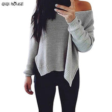Oversized Sweater Solid Sexy V-Neck Long Sleeve Loose Autumn Outwear Pullovers Sweater Knitwear Casaco Feminino#C112