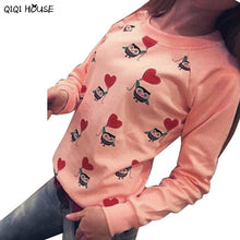 Owl Print Kawaii Clothes Women Autumn Long Sleeve Casual Loose Sweatshirts Basic Pullovers Clothes Ropa Deportiva Mujer#C930