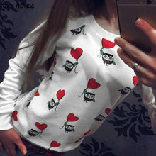 Owl Print Kawaii Clothes Women Autumn Long Sleeve Casual Loose Sweatshirts Basic Pullovers Clothes Ropa Deportiva Mujer#C930