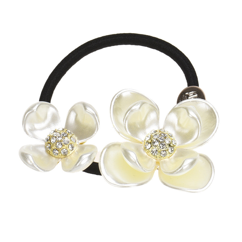 Pearls Diamond Flower Hair Band Rope Scrunchie Ponytail Holder