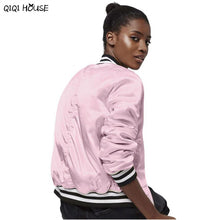 Pink Bombers Women Coats Long Sleeve Zipper Baseball Coats Casual Loose Women Jacket Abrigos De Mujer#C930