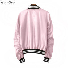 Pink Bombers Women Coats Long Sleeve Zipper Baseball Coats Casual Loose Women Jacket Abrigos De Mujer#C930
