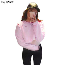 Pink Tracksuit Women Loose Punk Long Sleeve Pullovers Hollow Out Casual Fall Winter Jumper Polerones Mujer#C113