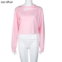 Pink Tracksuit Women Loose Punk Long Sleeve Pullovers Hollow Out Casual Fall Winter Jumper Polerones Mujer#C113