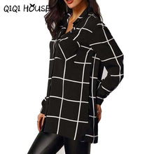 Plaid Blouse Boyfriend Loose Shirt Long Sleeve Casual Ladies Office Shirts Chiffon Tops Blusas De Mujer#C820