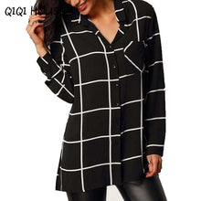 Plaid Blouse Boyfriend Loose Shirt Long Sleeve Casual Ladies Office Shirts Chiffon Tops Blusas De Mujer#C820