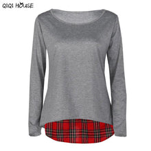 Plaid Shirt Women Long Sleeve Autumn Pullovers Top Patchwork Casual Loose Fashion Women Clothing Roupas Feminina#D929