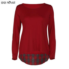 Plaid Shirt Women Long Sleeve Autumn Pullovers Top Patchwork Casual Loose Fashion Women Clothing Roupas Feminina#D929
