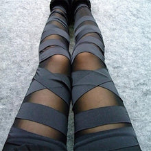 Plus Size Fashion Ankle Leggings Mid Bandage Sexy Thin Legging Net Yarn High Quality 71853