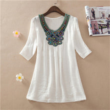 Plus Size L-3XL 7 Colors Blusas de Renda Faminino Novelty V-neck Fashion Linen Summer Half Sleeve Solid Appliques Blouses70002