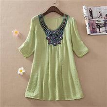 Plus Size L-3XL 7 Colors Blusas de Renda Faminino Novelty V-neck Fashion Linen Summer Half Sleeve Solid Appliques Blouses70002