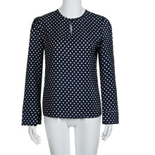 Plus Size S-4XL Blouses Women Casual Polka Dot Long Sleeve Summer Chiffon Shirt Ladies Tops camisas femininas 2017 Deep Blue #82