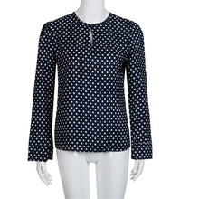 Plus Size S-4XL Blouses Women Casual Polka Dot Long Sleeve Summer Chiffon Shirt Ladies Tops camisas femininas 2017 Deep Blue #82