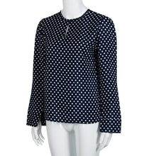Plus Size S-4XL Blouses Women Casual Polka Dot Long Sleeve Summer Chiffon Shirt Ladies Tops camisas femininas 2017 Deep Blue #82
