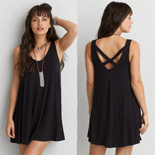 Plus Size S-6XL Oversize Dress Women Loose Back Bandage Summer Ladies Dresses Sleeveless O-neck Short Mini Dress 2017 #418