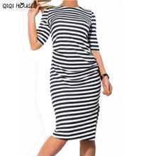 Plus Size Women Clothing Office Dress 6XL Loose Srriped Half-Sleeve Autumn Dress Vestidos Mujer 2016#C101