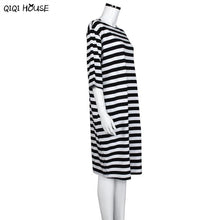 Plus Size Women Clothing Office Dress 6XL Loose Srriped Half-Sleeve Autumn Dress Vestidos Mujer 2016#C101