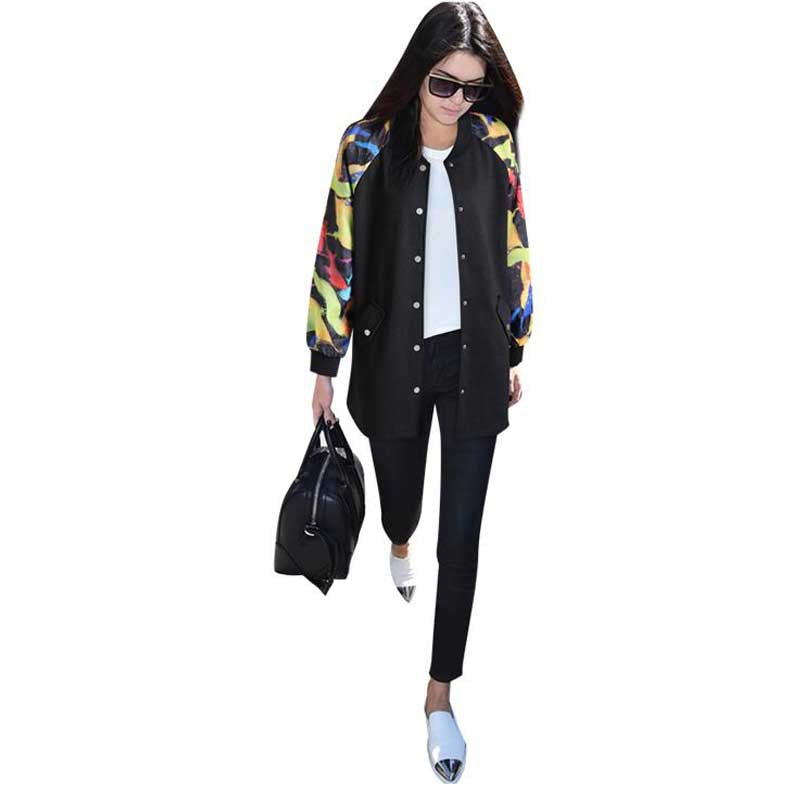 Plus Size XL-5XL Fashion New Outerwear Female Baseball O-neck Long High Quality Print Zip up 70218